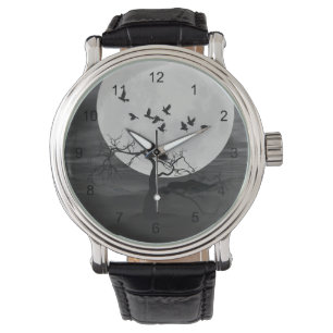 Ravens tegen de volle maan horloge