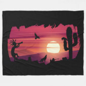Ravens Wolves Animals Kokopelli Southwest Fleece Deken (Voorkant (Horizontaal))
