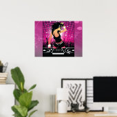 Raver Girl Dancing DJ Poster (Thuiskantoor)
