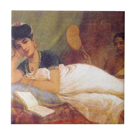 Ravi Varma Paintings-Thinking and Resting Tegeltje (Voorkant)