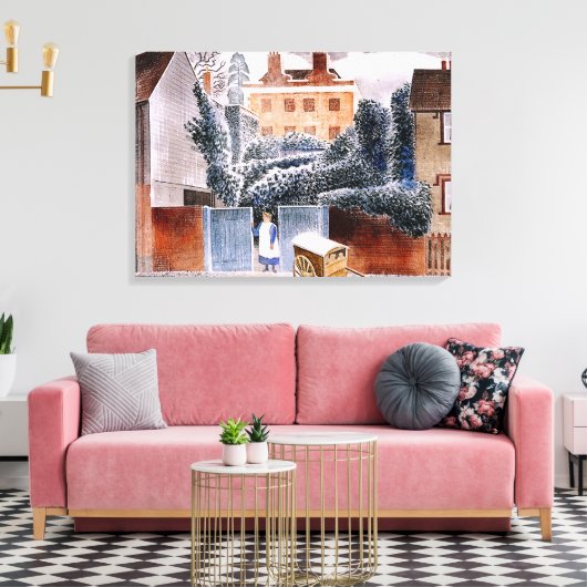 Ravilious - Castle Hedingham, Essex Canvas Afdruk (Insitu (Woonkamer))