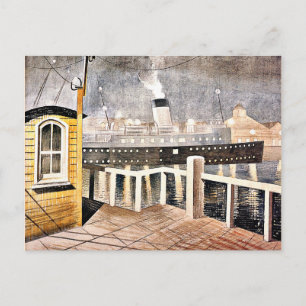 Ravilious - Channel Steamer die de haven verlaat Briefkaart