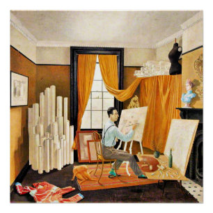 Ravilious - Edward Bawden werkt in zijn atelier, Perfect Poster