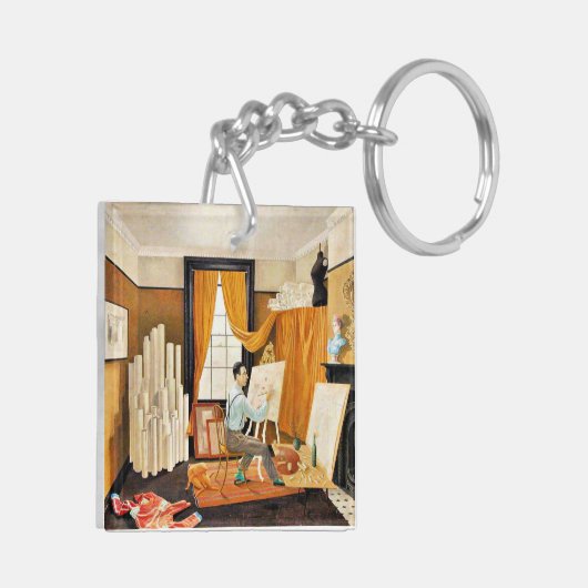 Ravilious - Edward Bawden werkt in zijn atelier Sleutelhanger (Achterkant Links)