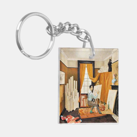 Ravilious - Edward Bawden werkt in zijn atelier Sleutelhanger (Voorkant Links)