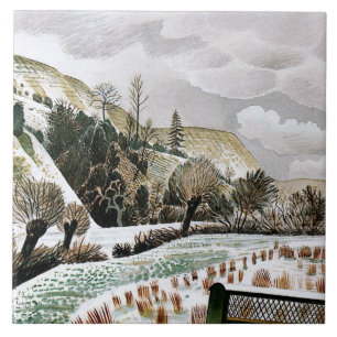 Ravilious - nieuwjaarssneeuw tegeltje