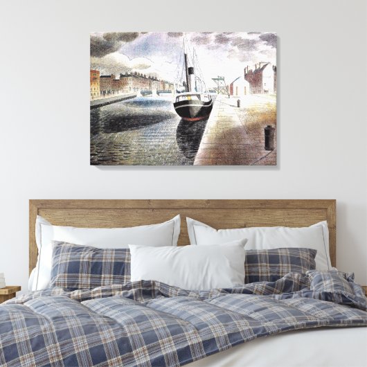 Ravilious - Pilot boot in Le Havre Canvas Afdruk (Insitu (Slaapkamer))