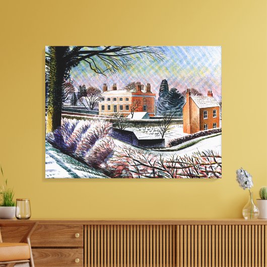 Ravilious - Vicarage in Winter, Canvas Afdruk (Insitu (Woonkamer))