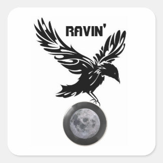 Ravin' maanvierkant sticker