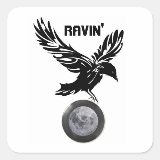 Ravin' maanvierkant sticker (Voorkant)