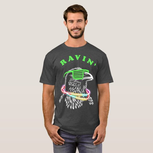 Ravin Raven Rave Party Neon Bird Funny T-shirt (Voorkant volledig)