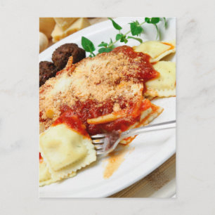 Ravioli en Gehakte ballen Briefkaart