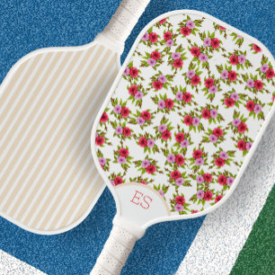 Ravissante raquette de pickleball à rayures floral
