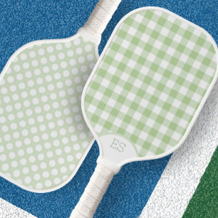 Ravissante raquette de pickleball verte à pois gin