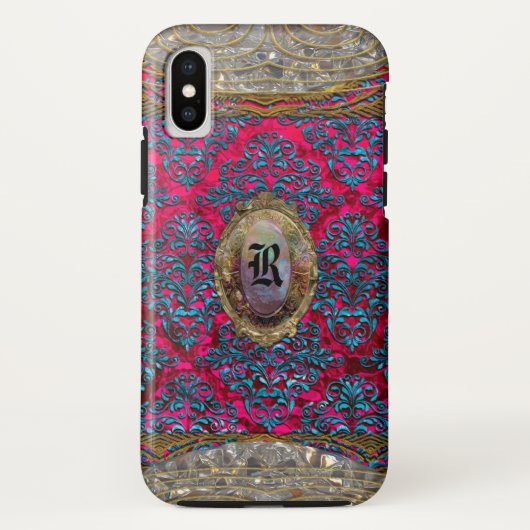 Ravone Damask Baroque Monogram Case-Mate iPhone Case (Achterkant)