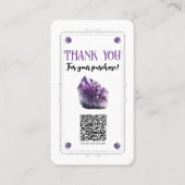 Raw Amethist Paarse Crystal Social Media QR Code Visitekaartje (Voorkant)