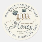 Raw Honey Hives Bijen Landbouwgrond Productlabel Ronde Sticker (Voorkant)