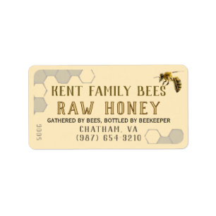 Raw Honey Label Honeycomb & Bee