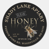 RAW Honey Label met Lot No. en Bee Gold Black (Voorkant)
