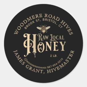 Raw Local Honey Custom Label met Bee Black Gold