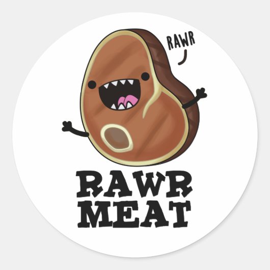 Raw Vlees Funny Raw Vat Pun Ronde Sticker (Voorkant)
