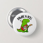 Rawk En Roll Grappige Rocker Dinosaurus Pun Ronde Button 5,7 Cm (Voorkant /achterkant)