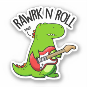 Rawk En Roll Grappige Rocker Dinosaurus Pun Sticker