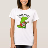 Rawk En Roll Grappige Rocker Dinosaurus Pun T-shirt (Voorkant)