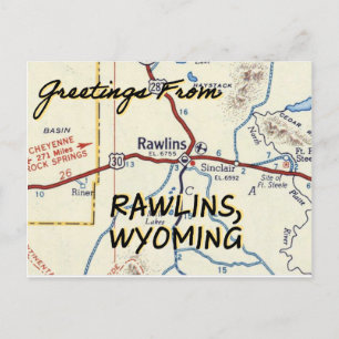 Rawlins WY Map Briefkaart