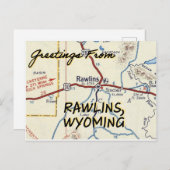 Rawlins WY Map Briefkaart (Voorkant / Achterkant)