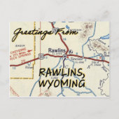 Rawlins WY Map Briefkaart (Voorkant)