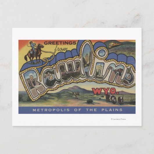 Rawlins, Wyoming - grote letterscènes Briefkaart (Voorkant)