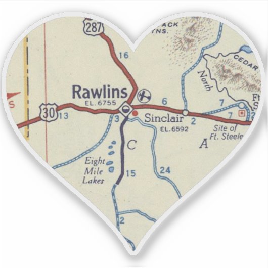 Rawlins Wyoming  Map Sticker (Voorkant)