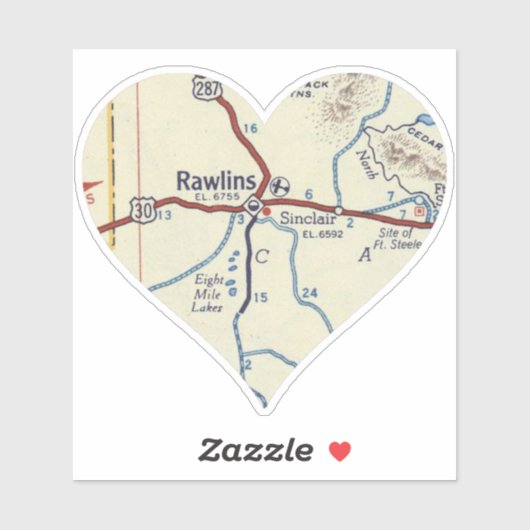 Rawlins Wyoming  Map Sticker (Vel)