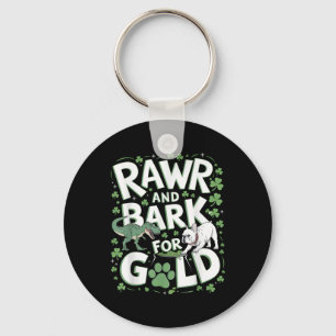 Rawr Bark T-rex Bulldog St. Patricks Day Amerikaan Sleutelhanger