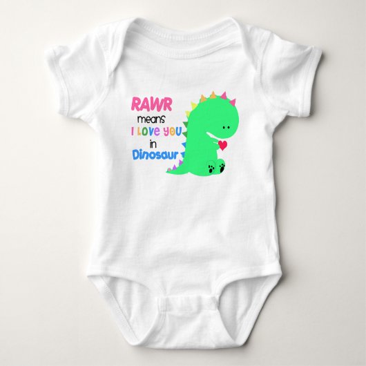 Rawr betekent dat ik van je hou in DINOSAUR baby-c Romper (Voorkant)