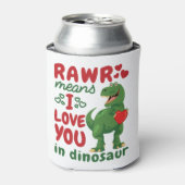 Rawr betekent dat ik van je hou in Dinosaur Blikjeskoeler (Blikje Voorkant)