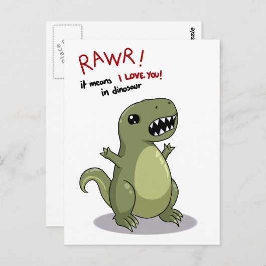Rawr betekent dat ik van je hou in Dinosaur Briefkaart (Voorkant / Achterkant)