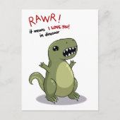 Rawr betekent dat ik van je hou in Dinosaur Briefkaart (Voorkant)
