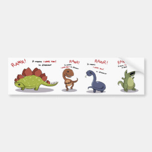 Rawr betekent dat ik van je hou in Dinosaur Bumpersticker