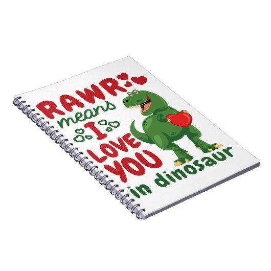 Rawr betekent dat ik van je hou in Dinosaur Notitieboek (Rechterzijde)