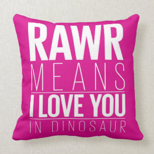 Rawr betekent dat ik van je hou in Dinosaur Pillow Kussen