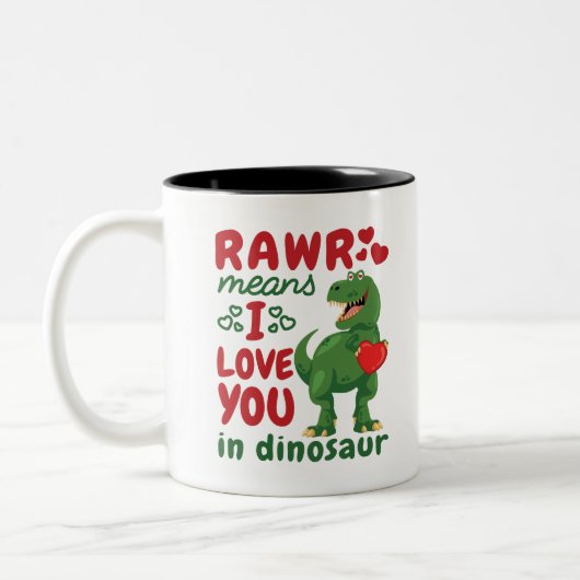 Rawr betekent dat ik van je hou in Dinosaur Tweekleurige Koffiemok (Links)