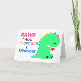 RAWR betekent dat ik van je hou op Dinosaur-kaart  Feestdagen Kaart