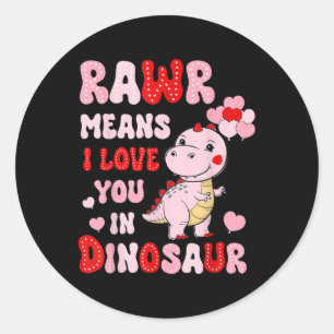 RAWR betekent Ik hou van je in Dinosaur Heart Vale Ronde Sticker