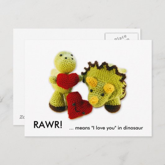 RAWR, ... betekent "Ik hou van je" in dinosaurus Briefkaart (Voorkant / Achterkant)