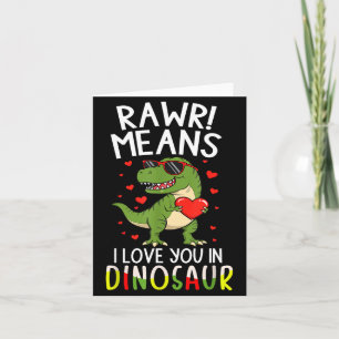 Rawr betekent ik hou van je in Dinosaurus Valentij Kaart