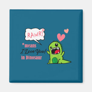Rawr betekent ik hou van jou dinosaurus valentijns magneet