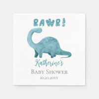 Rawr Blauwgroen Blue Dinosaur Boy Baby shower Napk