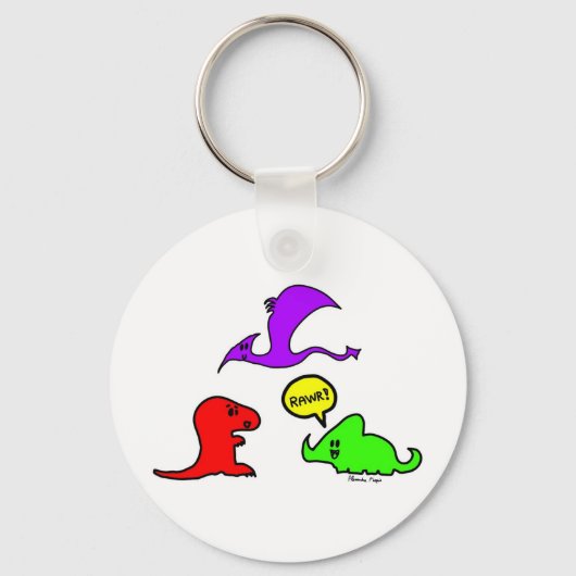 Rawr! Cute Dinosaurs Chibi Babies Dinos Sleutelhanger (Voorkant)